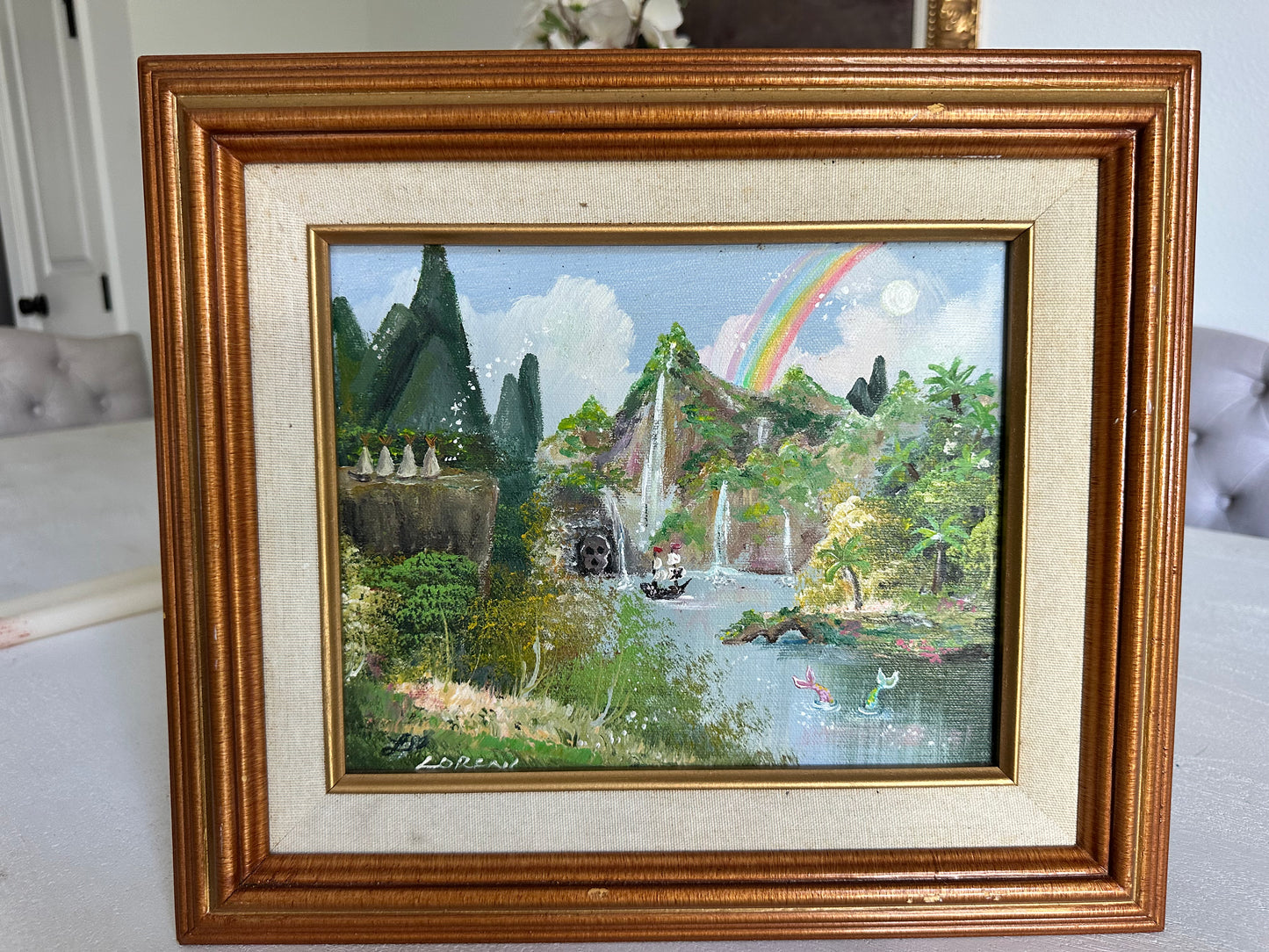"Off to Neverland" Original Painting on Found Art- (14.5" x 12.5")