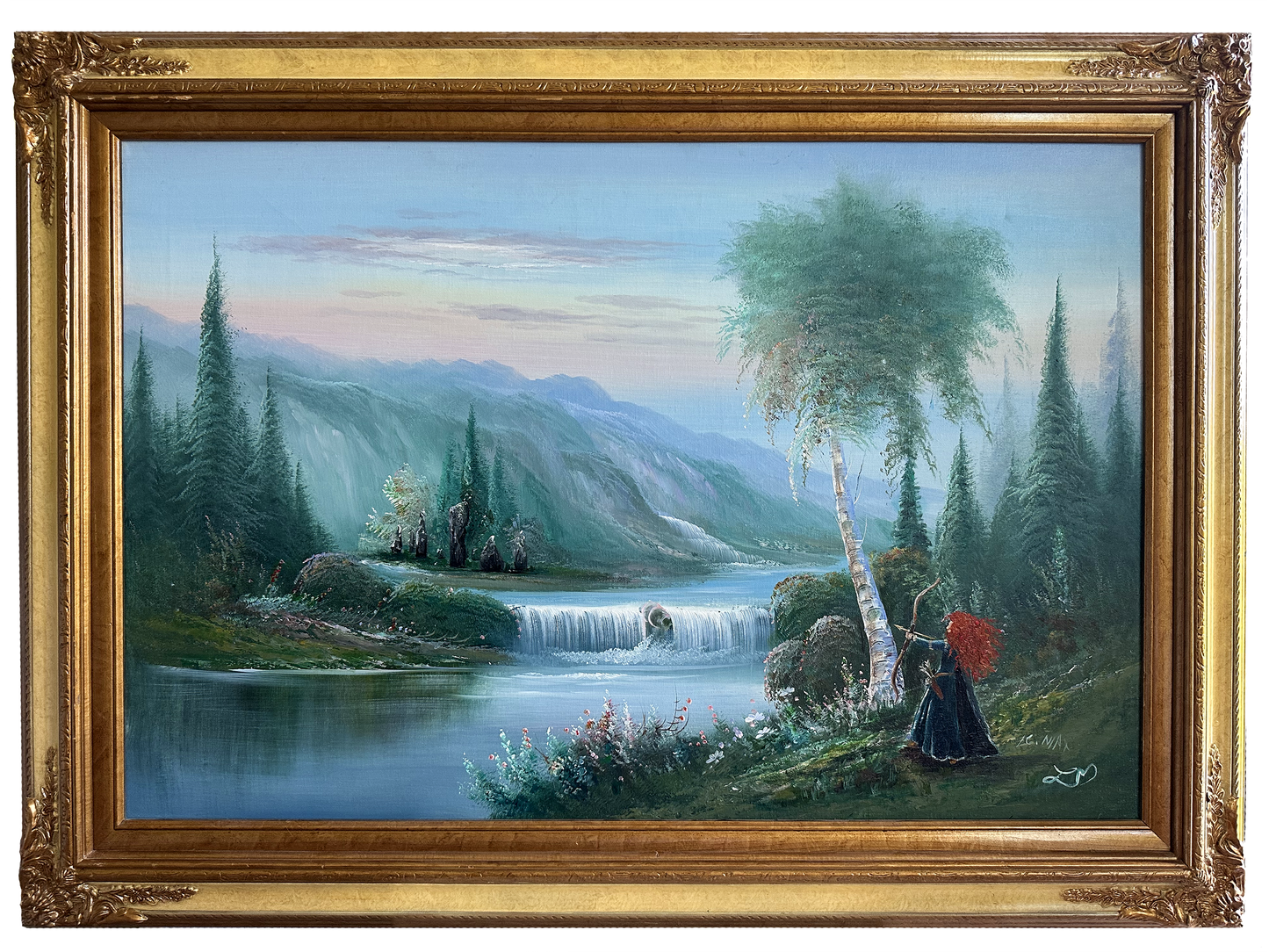"Bow of Destiny" Original Framed Painting on Found Art (30"tall x 42"wide)