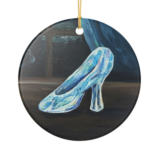 Glass Slipper Ceramic Ornament — Fairy Tale Cinderella Holiday Decoration