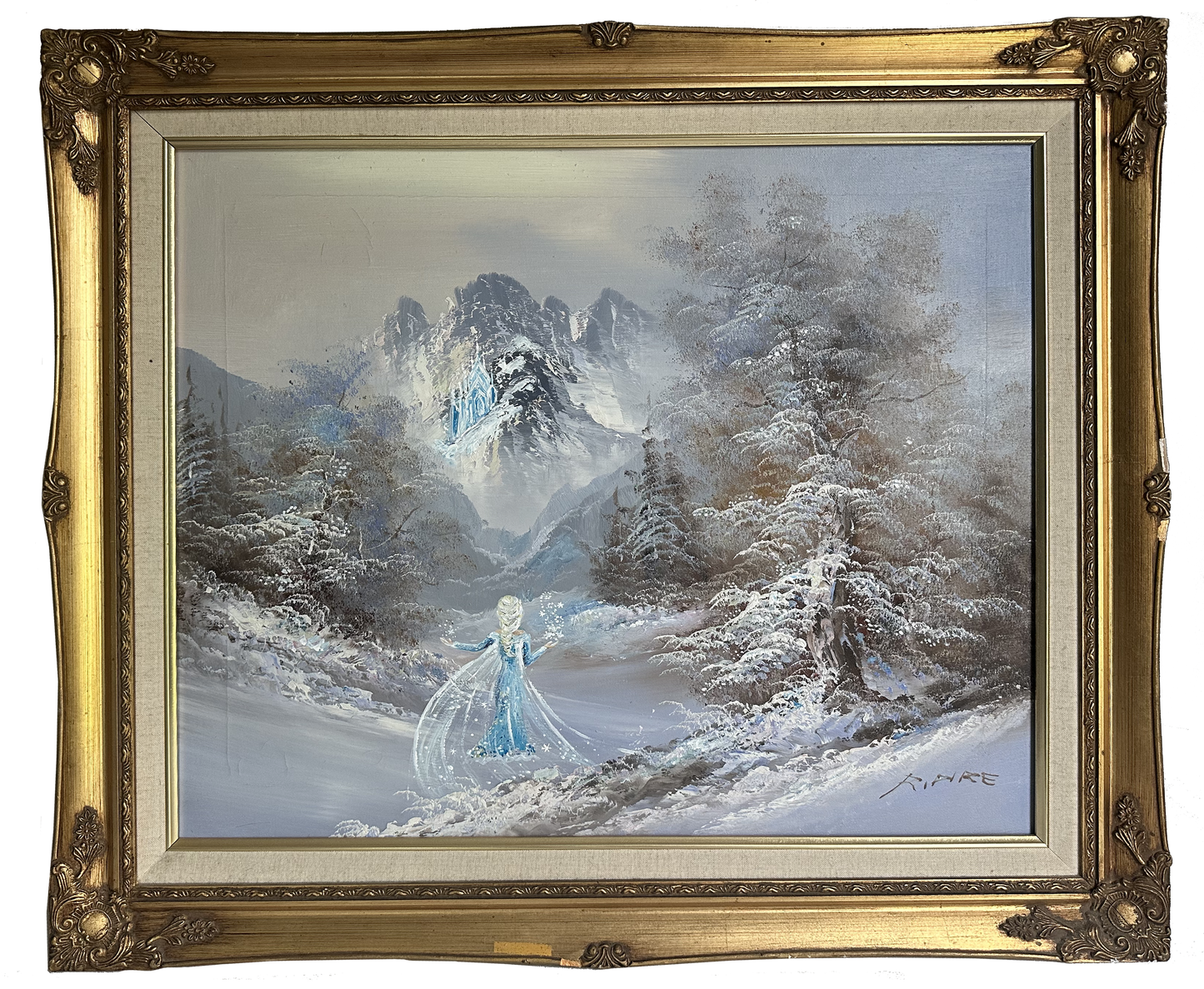 "Snow Queen" Original Framed Painting on Found Art (26"tall x 29"wide)