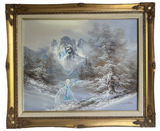 "Snow Queen" Original Framed Painting on Found Art (26"tall x 29"wide)